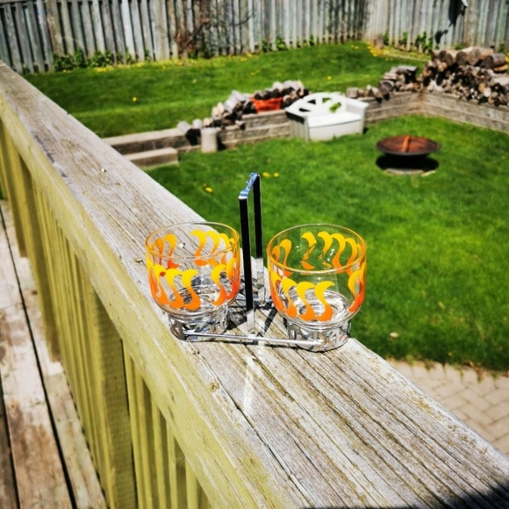 Vintage Condiment Caddy Orange & Yellow Design